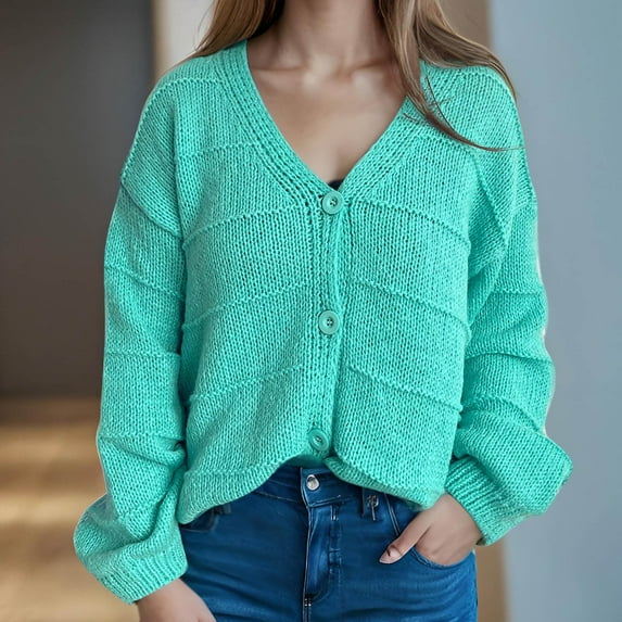 TMOYZQ Women's Fall Sweater Oversized Cable Knit Long Sleeve Open Front Cardigan Sweater Lightweight V-Neck Button Down Loose Sweater Coat Outwear