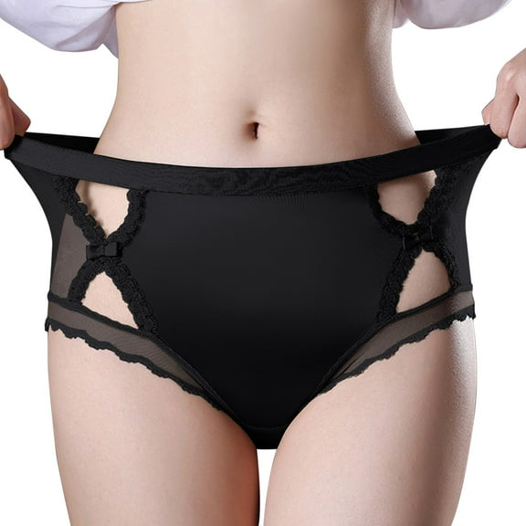 TMOYZQ Women's Floral Lace Satin Underwear High Waisted Hollow Out Breathable Full Coverage Panties Soft Comfy Everyday Briefs