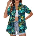 thumbnail image 1 of TMOYZQ Women's Hawaiian Button Down Shirts Casual Short Sleeve Floral Tropical Print Summer Blouse Tunic Top, 1 of 6