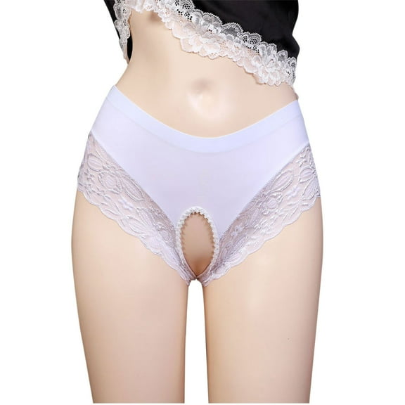 TMOYZQ Women's High Waisted Floral Lace Crotchless Panties No Show Cheeky Underwear Stretch Breathable Seamless Bikini Panties Briefs Underpants Naughty Lingerie