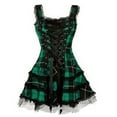 thumbnail image 1 of TMOYZQ Women's Lace Trim Plaid Sleeveless Lace-Up Corset A-Line Mini Dress Gothic Short Dress Club Party Cocktail Dresses Halloween Steampunk Clubwear, 1 of 3