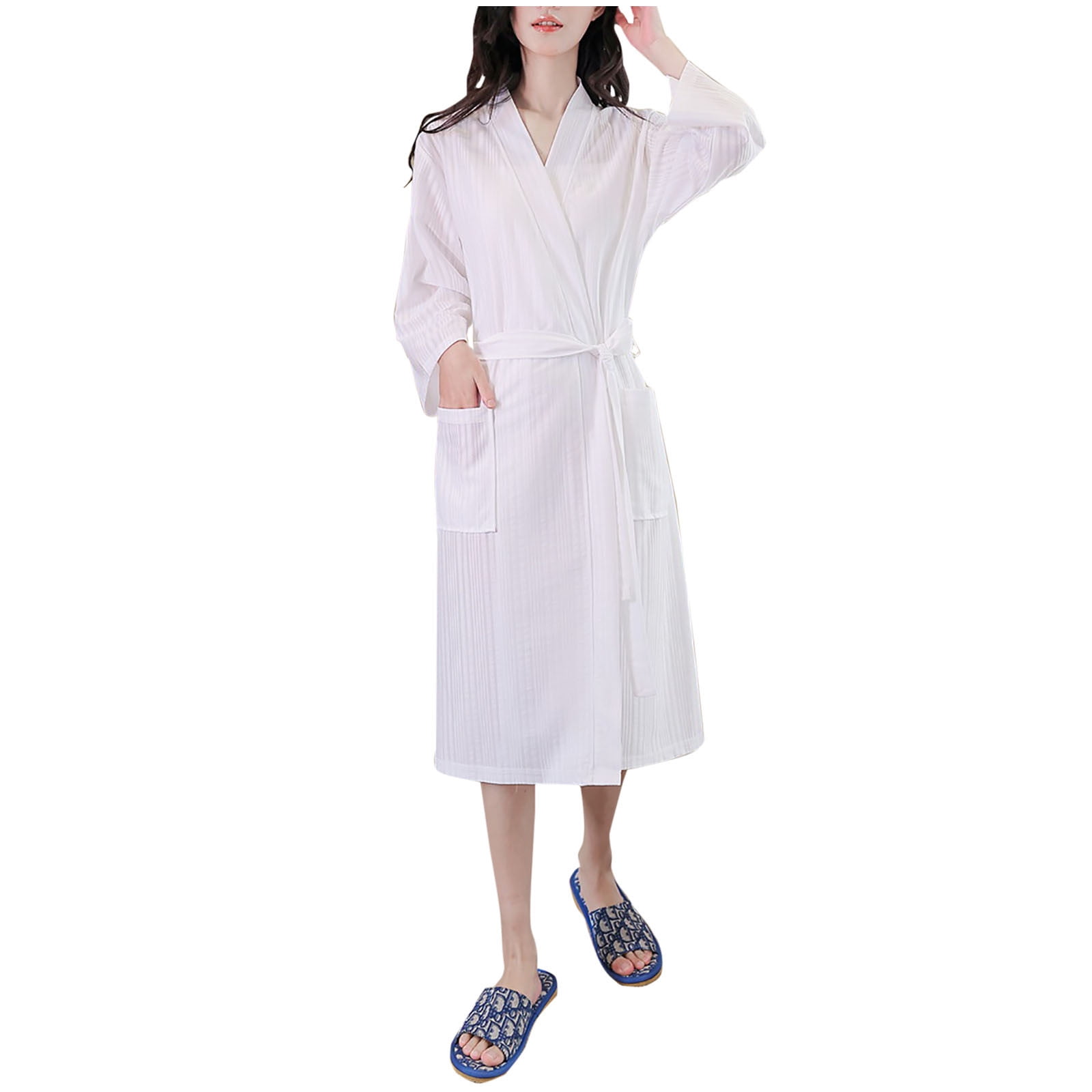 TMOYZQ Women's Lightweight Quick Dry Cotton Waffle Knit FullLength