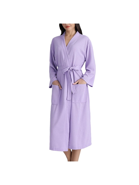 Clearance Clothes Pitauce Pajamas for Women Winter Warm Nightgown Solid Color Couple Length Robe Soft Bathrobe Fits Women with Pocket Long Comfy Premium Robe on Clearance