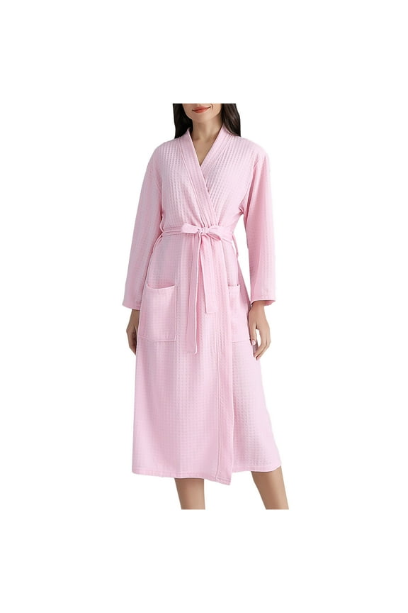 Clearance Clothes Pitauce Pajamas for Women Winter Warm Nightgown Solid Color Couple Length Robe Soft Bathrobe Fits Women with Pocket Long Comfy Premium Robe on Clearance