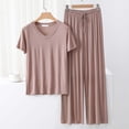 thumbnail image 1 of TMOYZQ Women's Loungewear Sets 2 Piece Pajama Sets Matching Outfits T-shirt Long Pants Solid Color Soft Lounge Set Sweatsuits, 1 of 3