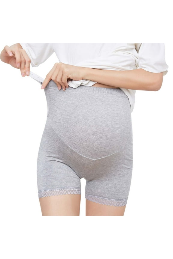 Women's Maternity Lace Trim Biker Yoga Shorts Over The Belly Stretchy Soft Summer Lounge Sleep Pajama Shorts Workout Athletic Shorts Pregnancy Clothes