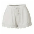 thumbnail image 1 of TMOYZQ Women's Plus Size Cotton Linen Blend Drawstring Comfy Shorts Summer Casual Elastic Waist Mid-Rise Lace Trim Pull On Shorts (Available in Plus Size), 1 of 3