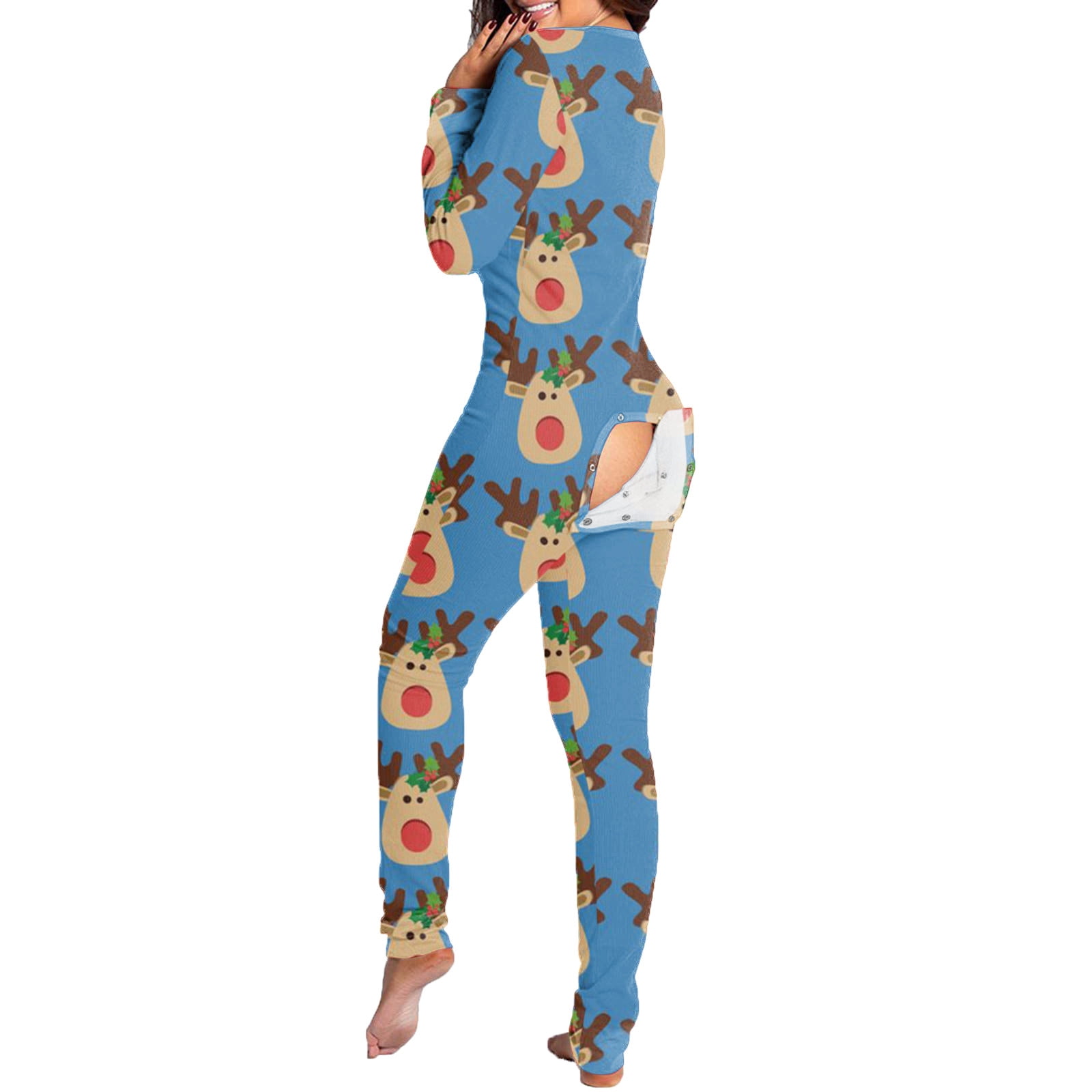 TMOYZQ Women's Plus Size Sexy Jumpsuit Sleepwear, Long Sleeve Onesies
