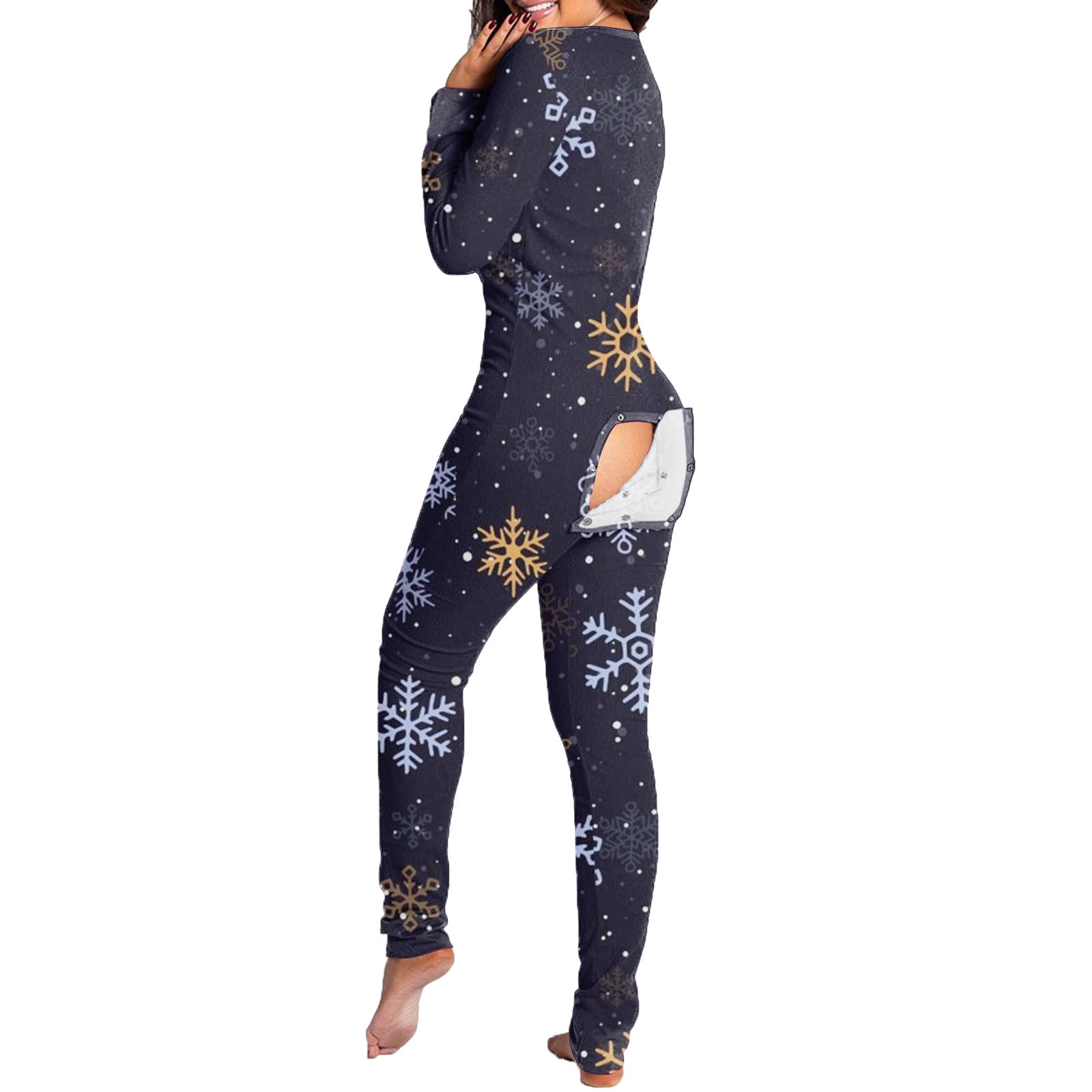 Tmoyzq Womens Plus Size Sexy Jumpsuit Sleepwear Long Sleeve Onesies