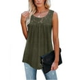 thumbnail image 1 of TMOYZQ Women's Plus Size Sleeveless Tank Tops Floral Lace Round Neck Summer Casual Loose Flowy T-Shirts Lightweight Basic Tunic Shirts Blouses, 1 of 7