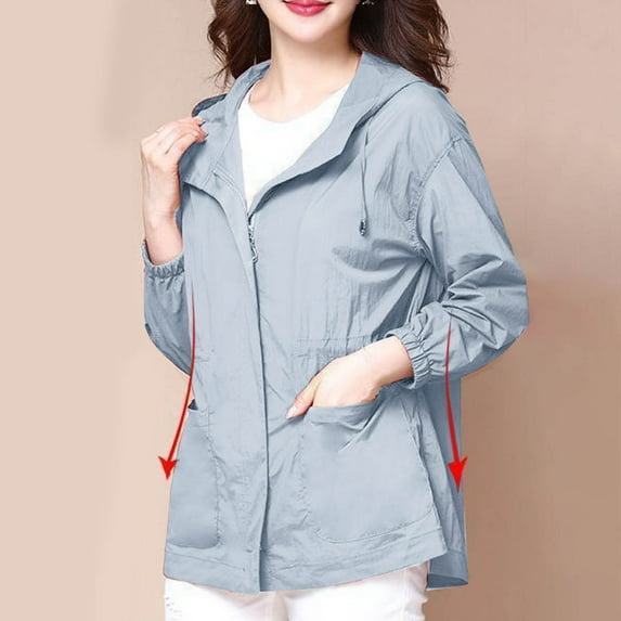 Cxenplz Women's Raincoat Waterproof Windbreaker Hooded Lightweight Packable Rain Jacket with Elastic Waist