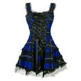 thumbnail image 1 of TMOYZQ Women's Lace Trim Plaid Sleeveless Lace-Up Corset A-Line Mini Dress Gothic Short Dress Club Party Cocktail Dresses Halloween Steampunk Clubwear, 1 of 1