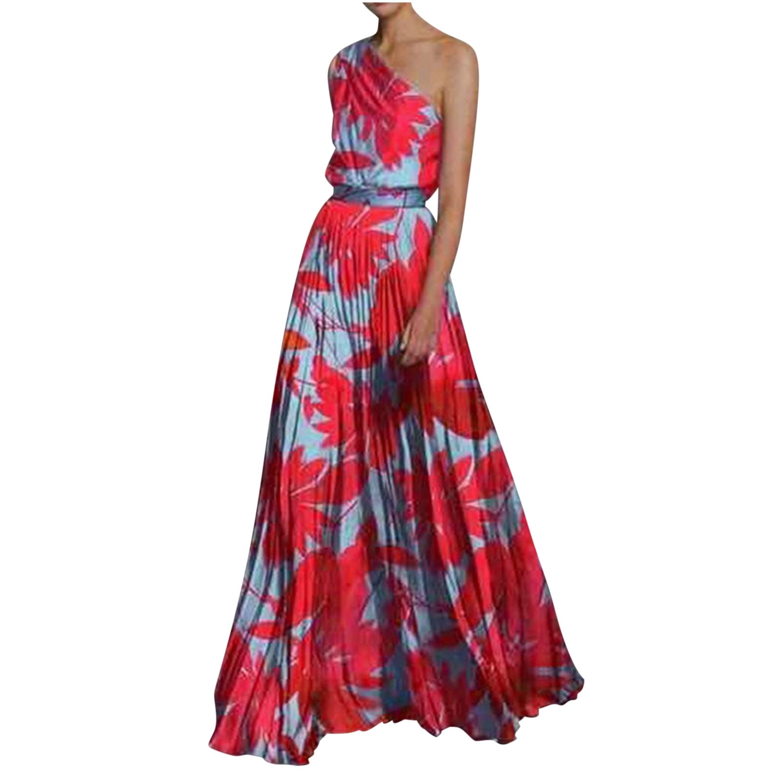 Women's Off The Shoulder Maxi Dress - Ruched Bodycon, Pleated Flowy Hem, Modal Fabric, For Wedding Guest, Beach, Formal Events