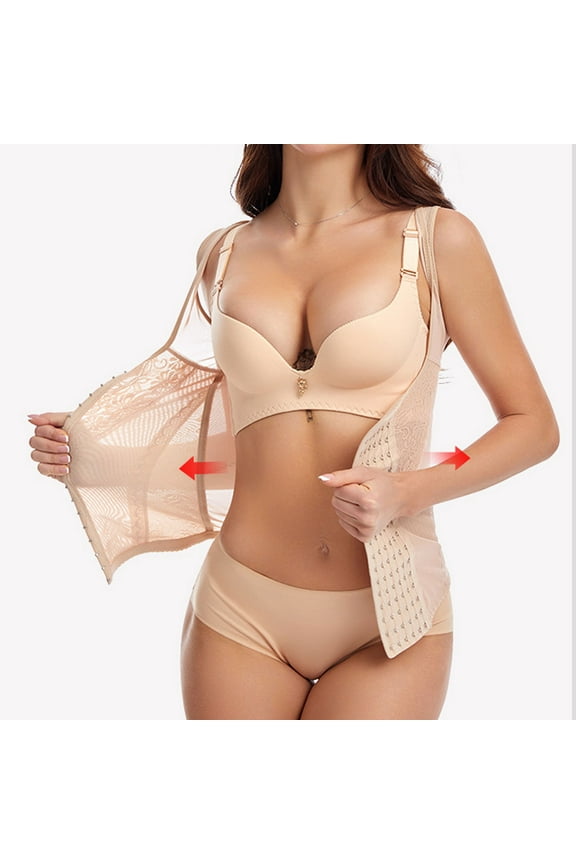 Women's Shapewear Tummy Control Floral Lace Sheer Mesh Waist Cincher Corset Girdle Tank Top Adjustable Waist Trainer High Compression Body Shaper