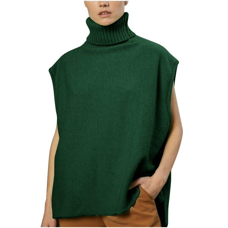 Sleeveless turtleneck sweater tunic deals