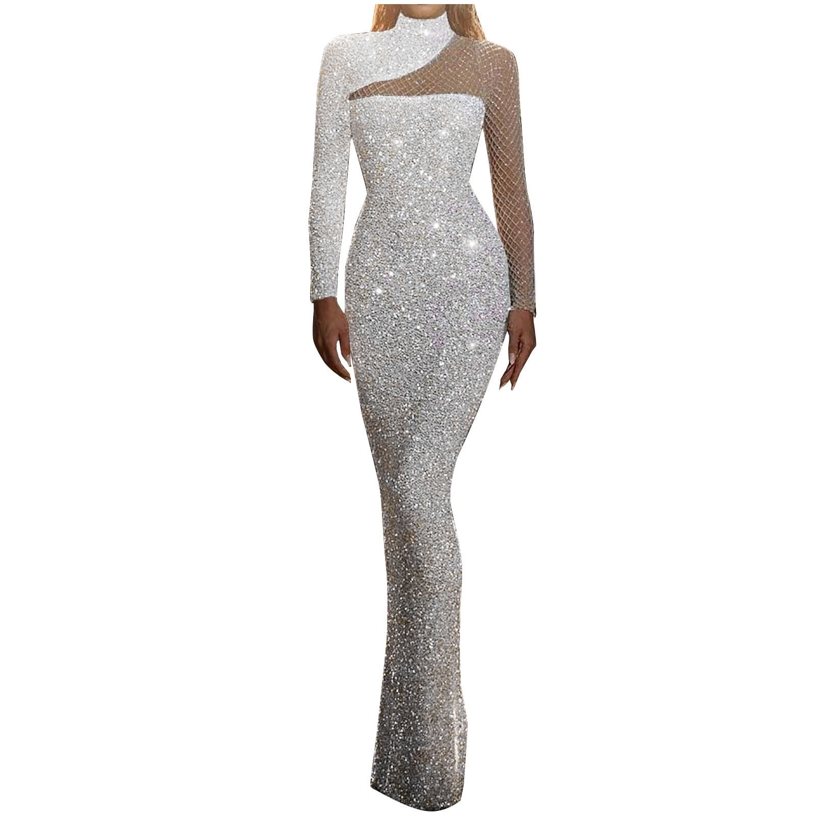 grey sequin mermaid dress Glamorous Silver Sequin Mermaid Prom Dress with Cutout – FancyVestido