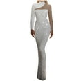 thumbnail image 1 of TMOYZQ Women's Sparkly Glitter Sequin Formal Maxi Dress Long Sleeve Mock Neck Shinny Mermaid Evening Party Dress Prom Ball Gowns Wedding Guest Dress, 1 of 7