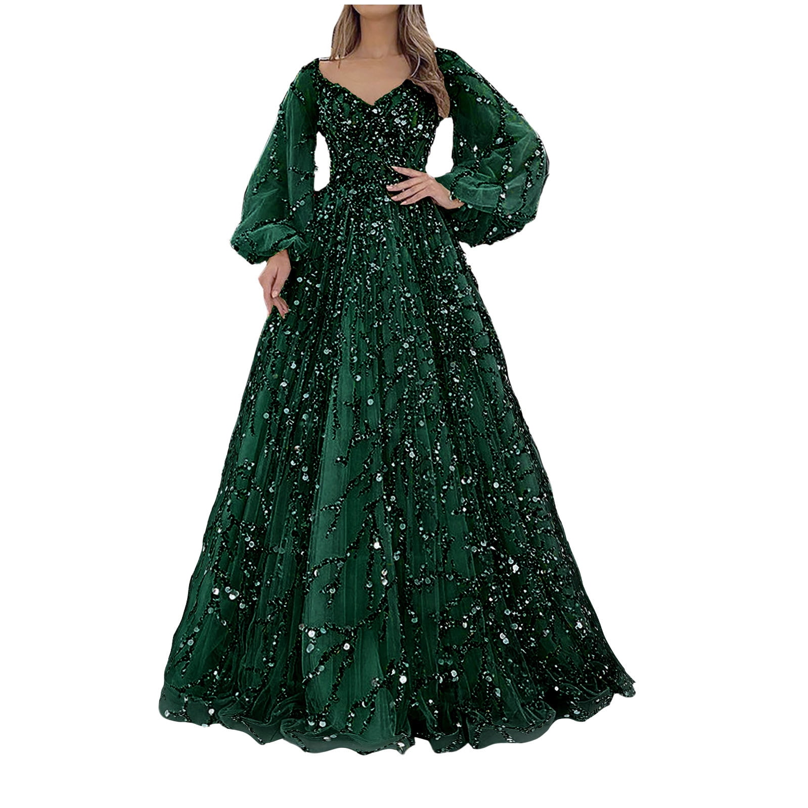 Glow All Night Sequin Bell Sleeves Slit Party Maxi Dress