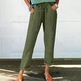 thumbnail image 1 of TMOYZQ Women's Straight Pants Cotton Linen Elastic Waist Casual Trousers Pants with Pockets, 1 of 9