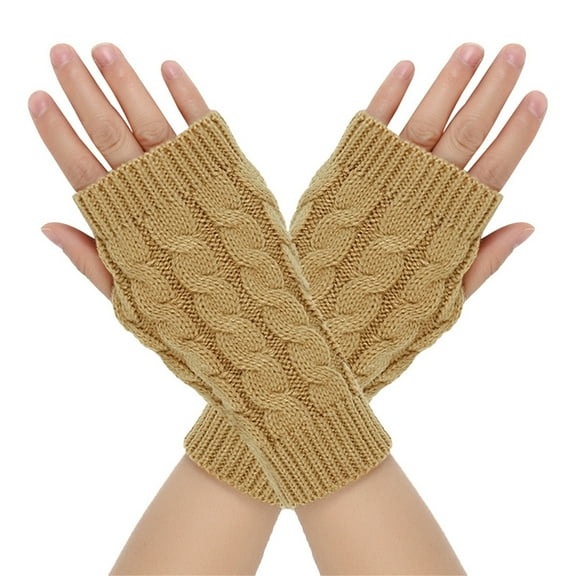 TMOYZQ Women's Stretchy Cable Knitted Fingerless Gloves Long Gloves Mittens Winter Warm Hand Wrist Arm Warmer with Thumb Hole for Typing Driving Cosplay