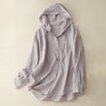 thumbnail image 1 of Cxenplz Women's Summer Tops Cotton Linen Botton Down Tunic Tops Casual Long Sleeve Hooded Shirts Blouse, 1 of 8