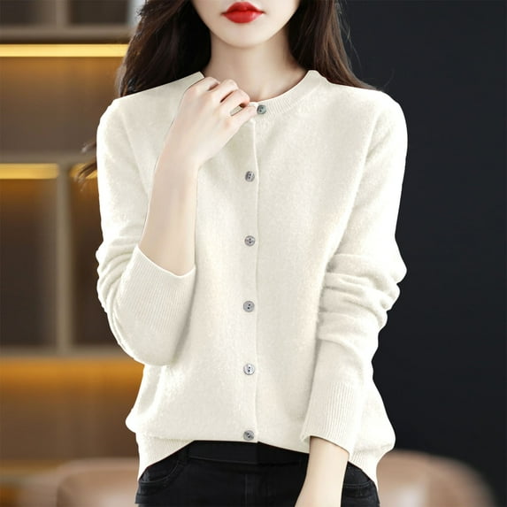 TMOYZQ Women's Sweaters Spring Knit Cardigan Sweaters Fashion Long Sleeve Open Front Button Down Trendy Casual Thin Sweater Jacket on Clearance