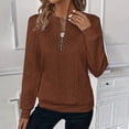 thumbnail image 1 of TMOYZQ Women's Sweatshirts Zipper Neck Long Sleeve Textured Solid Casual Loose Fashion Fall Pullover Tops, 1 of 8