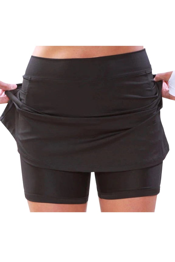Women's Tennis Skirts Casual Tummy Control High Waisted A Line Workout Athletic Golf Skort Skirts Inner Shorts with Pockets for Sports Running