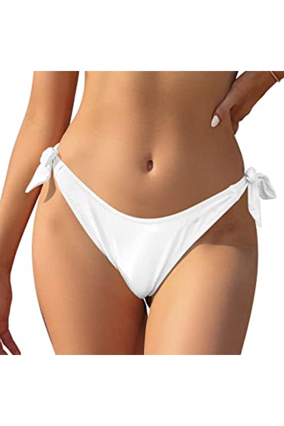 TMOYZQ Women's Tie Side Thong Bikini Bottom High Cut String Bikini Bottom Swimsuit Briefs Cheeky Brazilian Bathing Suits Swim Bottoms Summer Swimwear Beachwear