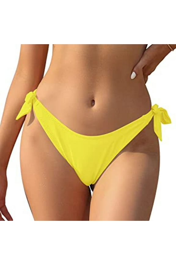 TMOYZQ Women's Tie Side Thong Bikini Bottom High Cut String Bikini Bottom Swimsuit Briefs Cheeky Brazilian Bathing Suits Swim Bottoms Summer Swimwear Beachwear