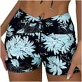 thumbnail image 1 of TMOYZQ Women's Tropical Print High Waisted Swim Shorts Quick Dry Beach Swimsuit Bottoms Tummy Control Bathing Suit Tankini Boy Shorts Bikini Board Shorts, 1 of 4