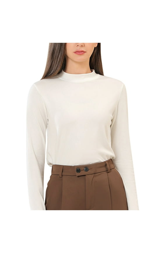 Women's Turtleneck Long Sleeve Shirts Fall Casual Basic Layering Slim Fit Pullover Mock Neck Baselayer Undershirts Tops Winter Soft Thermal Underwear Tops