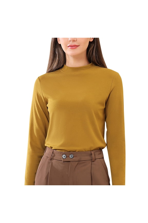 Women's Turtleneck Long Sleeve Shirts Fall Casual Basic Layering Slim Fit Pullover Mock Neck Baselayer Undershirts Tops Winter Soft Thermal Underwear Tops
