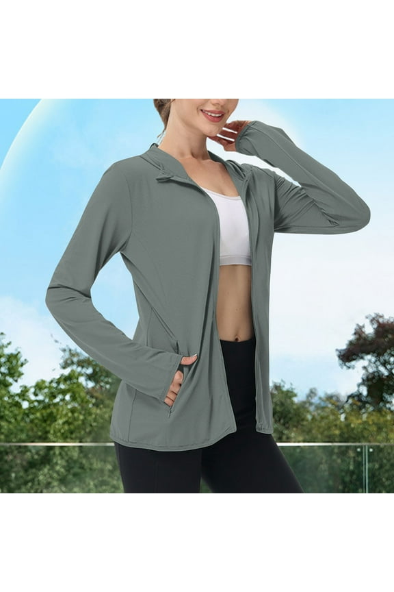Women's UPF 50+ Athletic Jacket Lightweight Sun Protection Cool Full Zip Long Sleeve Hiking Outdoor Shirts