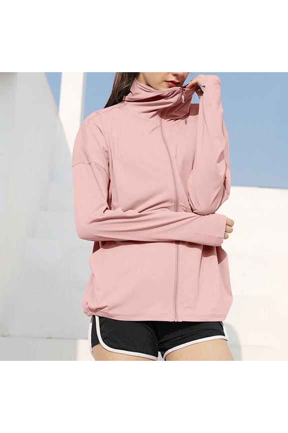 Women's UPF 50+ Sun Protection Shirts Long Sleeve Lightweight Ice Running Hiking Athletic Track Jacket Slim Fit Workout Tops