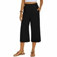 thumbnail image 1 of TMOYZQ Women's Wide Leg Pants Modal Soft High Waist Casual Lounge Pants Casual Loose Cropped Trousers Culottes with Pockets, 1 of 1