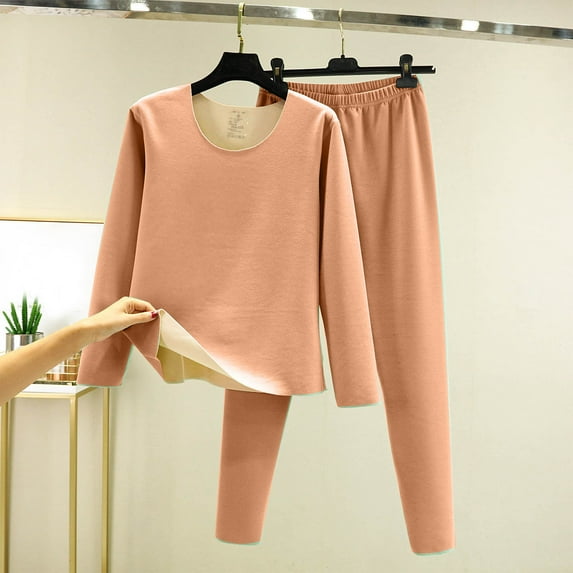 TMOYZQ Women's Winter Thermal Underwear Sets Fleece Lined Ultra Soft Long Johns Thick Tops Warm Base Layer Loungewear on Sale Clearance 2025