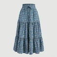 thumbnail image 1 of TMOYZQ Womens Boho Floral Maxi Skirt 2025 Summer Trendy Elastic Waist Pleated Aline Flowy Beach Vacation Long Skirts, 1 of 5