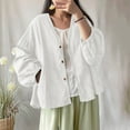 thumbnail image 1 of TMOYZQ Womens Cardigan Oversized Cotton Linen Blazer Casual Long Sleeve Spring Summer Jackets, 1 of 8