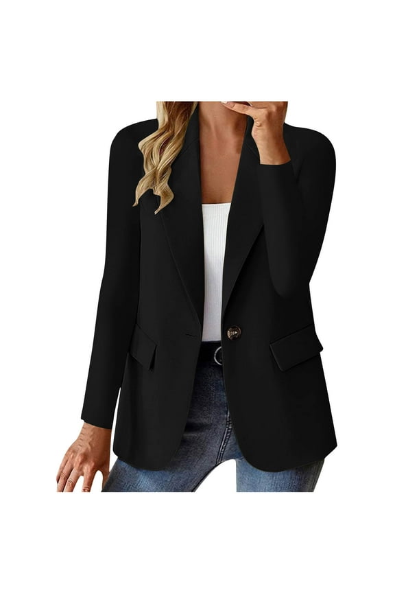 Womens Casual Blazer 2025 Long Sleeve Open Front Shawl Collar Slim Jacket Fashion Spring Fall Blazer Jacket Work Office