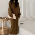 thumbnail image 1 of TMOYZQ Womens Fall Fashion 2025 2 Piece Outfits Sweater Sets Casual Long Sleeve Oversized Top and Bodycon Maxi Long Skirt Knit Dresses Lounge Sets, 1 of 5