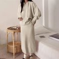 thumbnail image 1 of TMOYZQ Womens Fall Fashion 2025 2 Piece Outfits Sweater Sets Casual Long Sleeve Oversized Top and Bodycon Maxi Long Skirt Knit Dresses Lounge Sets, 1 of 4