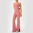 thumbnail image 1 of TMOYZQ Womens Flare Leg Jumpsuits Tummy Control Backless Unitard One Piece Workout Outfit Scoop Neck Sleeveless Yoga Bodysuit, 1 of 3