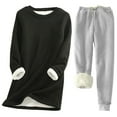 thumbnail image 1 of TMOYZQ Womens Oversized Fleece Lined Sweatsuit Sets 2 Piece Outfit Winter Warm Sherpa Lined Tracksuit Solid Crewneck Long Sleeve Sweatshirts and Sweatpants, 1 of 2
