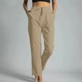 thumbnail image 1 of TMOYZQ Womens Pants Casual Elastic High Waisted Work Pants Cotton Straight Leg Lightweight Drawstring Hiking Trousers, 1 of 1