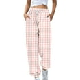 thumbnail image 1 of TMOYZQ Womens Plaid Print Sweatpants with Pockets, Casual High Waisted Drawstring Running Joggers Pants Cinch Bottom Tapered Workout Active Yoga Lounge Pants with Pockets, 1 of 5