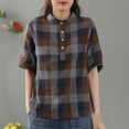 thumbnail image 1 of TMOYZQ Womens Plaid Shirts Dressy Short Sleeve Tops Casual Business Work Blouses Tops, 1 of 5