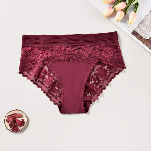 TMOYZQ Womens Plus Size Lace Underwear Sexy High Waist See Through Stretch Panties Comfort Tummy Control Bikini Briefs for Ladies