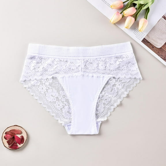 TMOYZQ Womens Plus Size Lace Underwear Sexy High Waist See Through Stretch Panties Comfort Tummy Control Bikini Briefs for Ladies