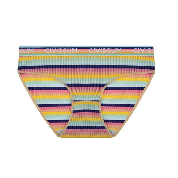 TMOYZQ Womens Plus Size Seamless Underwear Soft Stripe Print Full Coverage Stretch Invisible Briefs Breathable High Waist Tummy Control Panties, Size M-4XL, Mulit Color